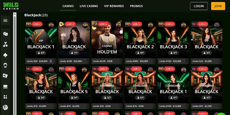 Wild Casino casino screenshot